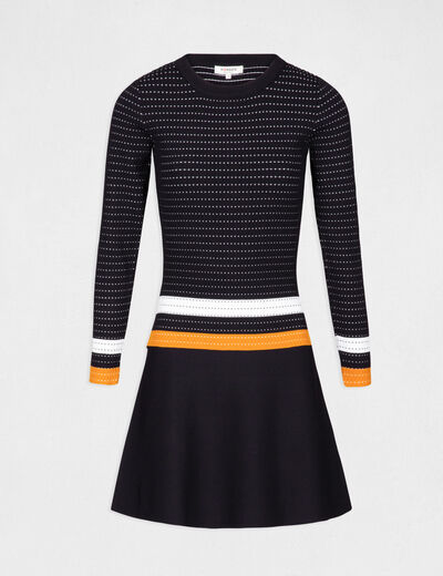 Robe patineuse &agrave; bandes contrastantes marine femme