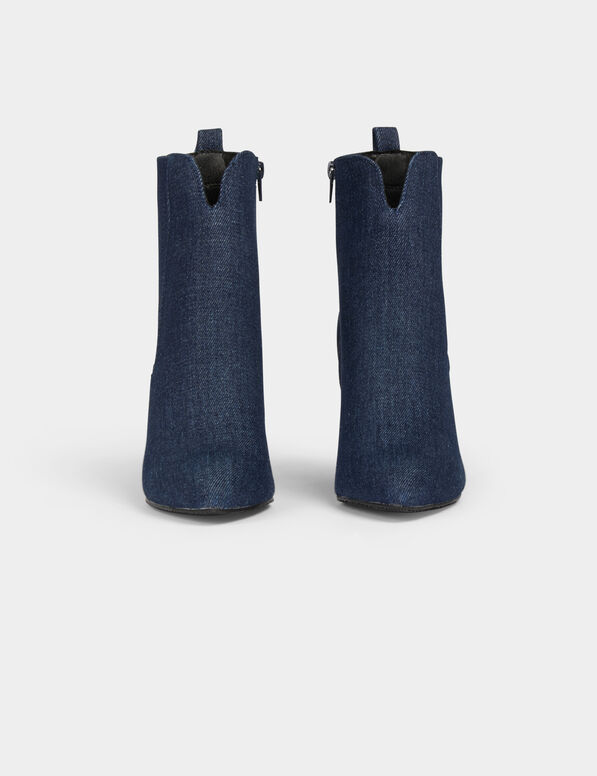 Bottines à talons en jean denim brut femme