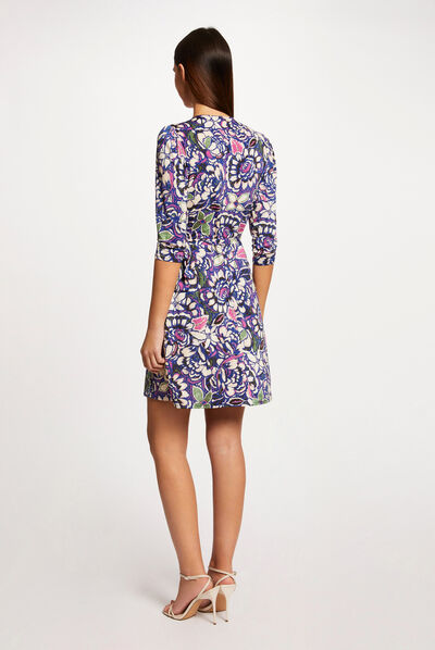 Robe portefeuille imprimé végétal multico femme