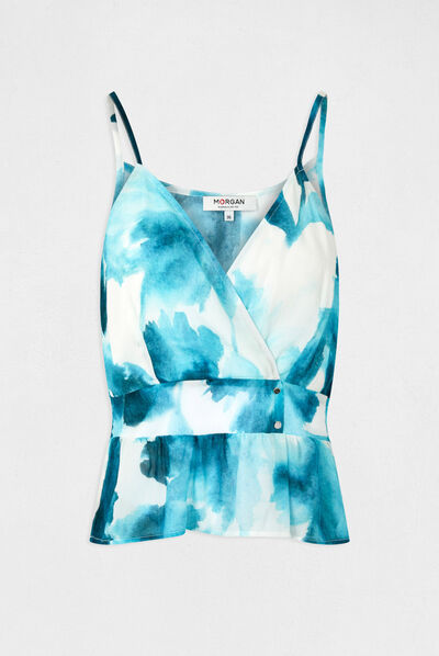 Blouse bretelles fines imprimé abstrait multico femme