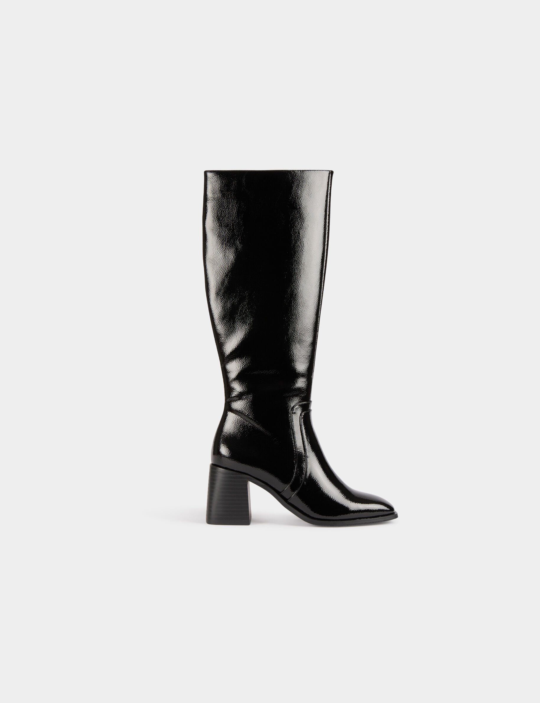 Bottes vernies à talons noir femme - Morgan - Modalova