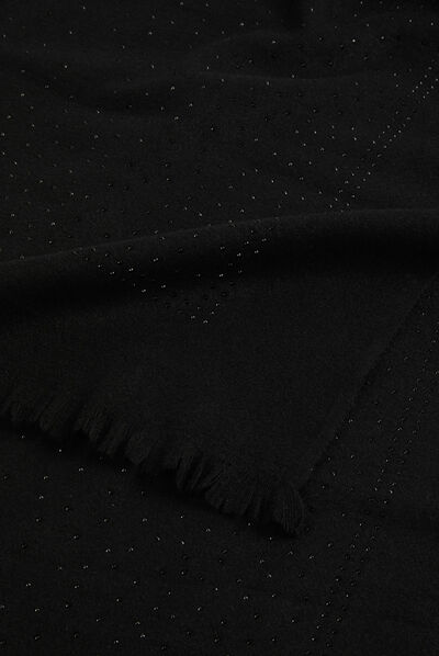 Écharpe avec franges et strass noir femme