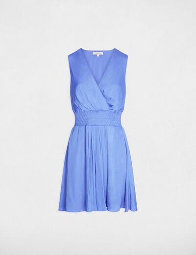 Robe courte droite fluide bleu lavande femme