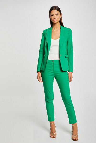 Pantalon city droit 7/8ème vert femme