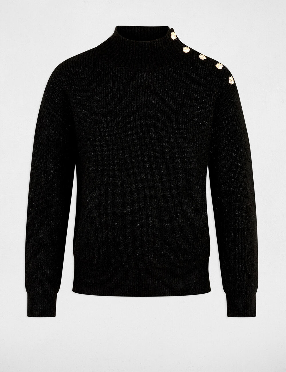 Pull col montant noir femme