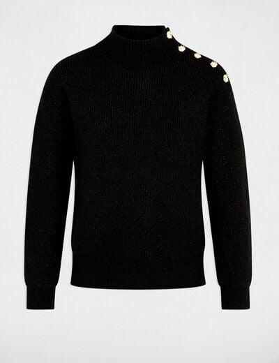 Pull col montant noir femme