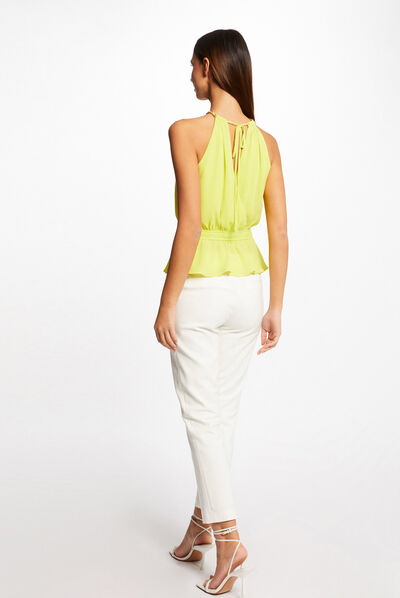 Blouse sans manches à col cache-coeur anis femme