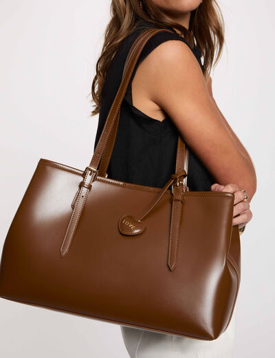 Sac cabas similicuir marron femme