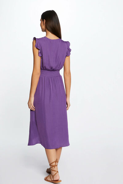 Robe droite fluide sans manches violet fonce femme