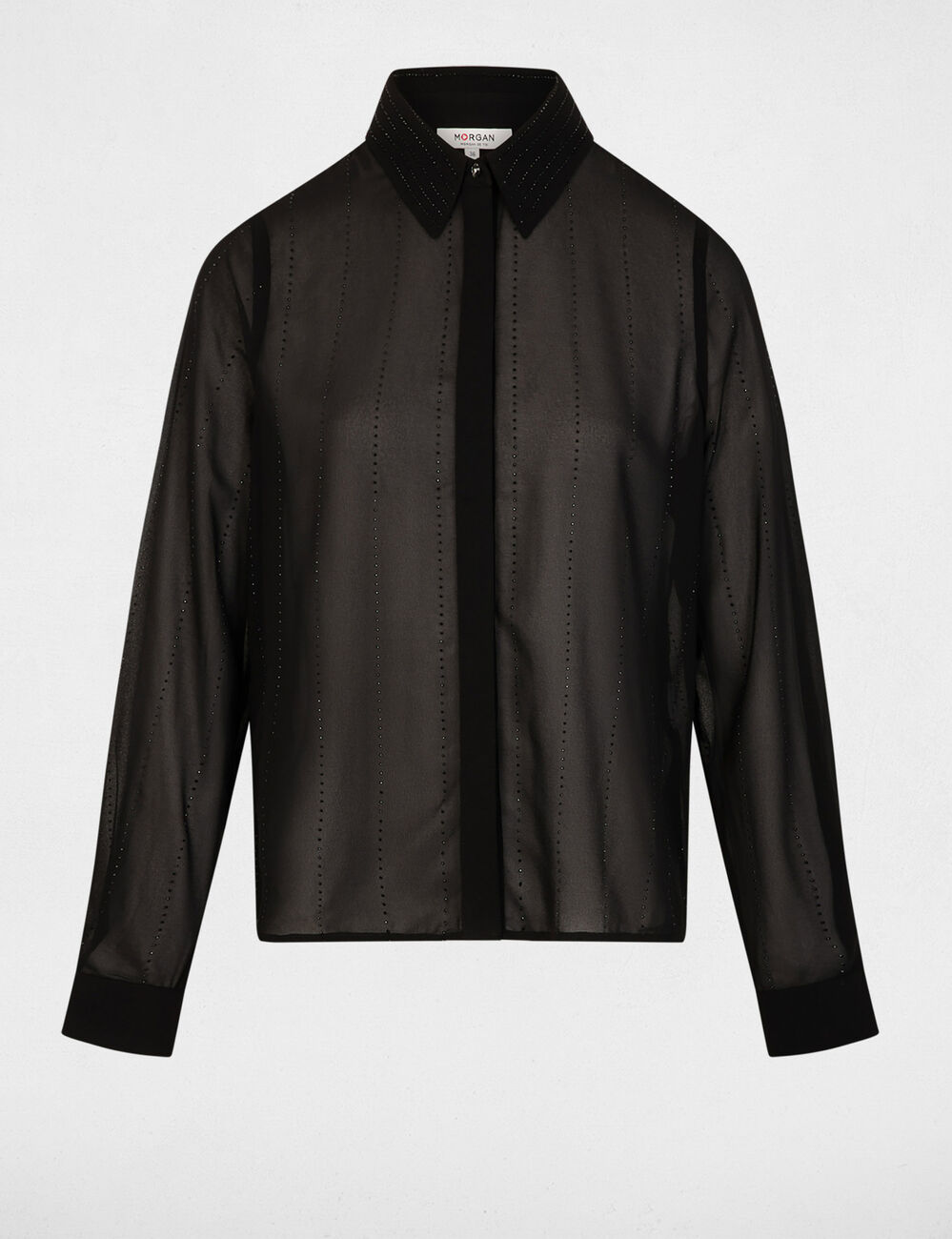 Chemise droite strass noir femme