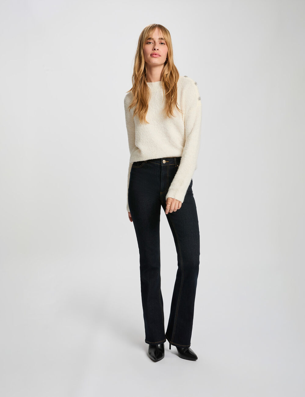 Jean bootcut taille haute denim brut femme