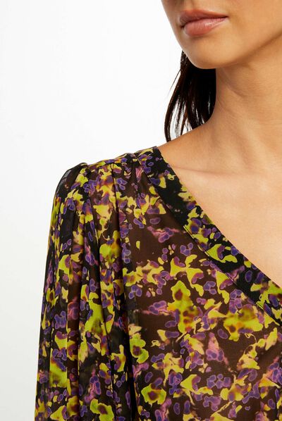 Chemise manches longues imprimé abstrait multico femme