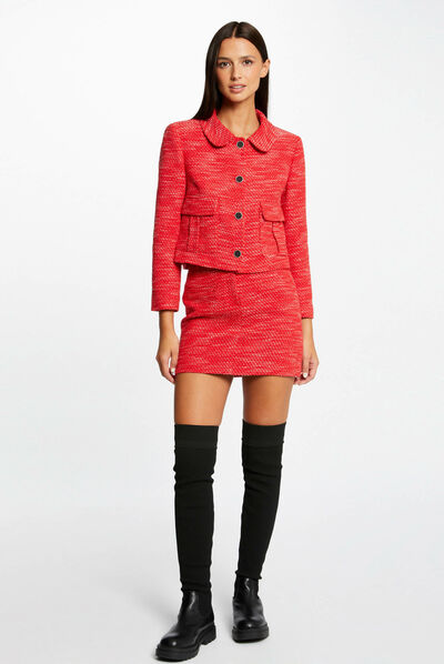 Veste droite boutonnée rouge femme