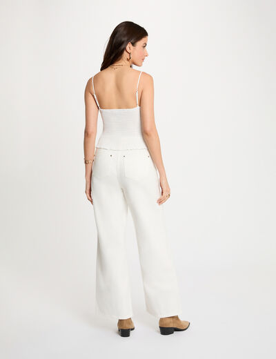 Crop top bretelles fines blanc femme