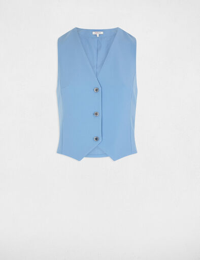 gilet sans manches col en v bleu gris femme Gilet sans manches col en V bleu gris femme