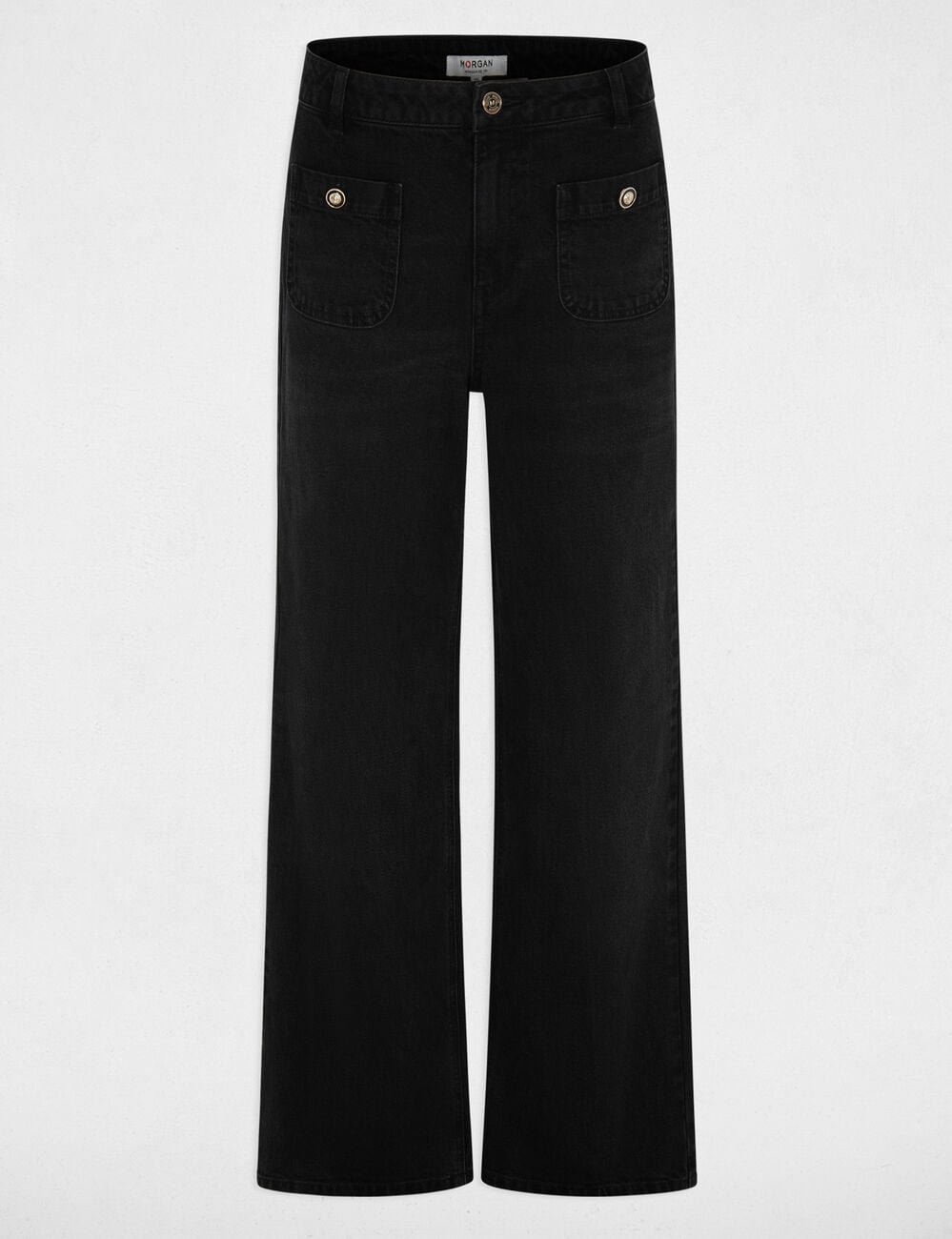 Jean large taille haute denim noir femme