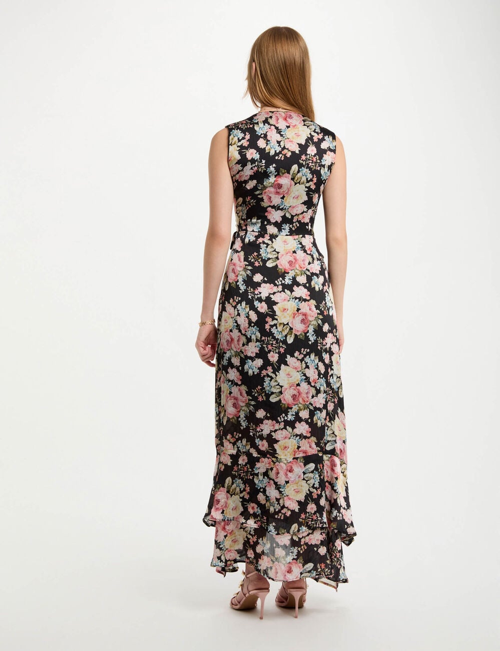 Robe longue droite imprim&eacute;e multicolore femme