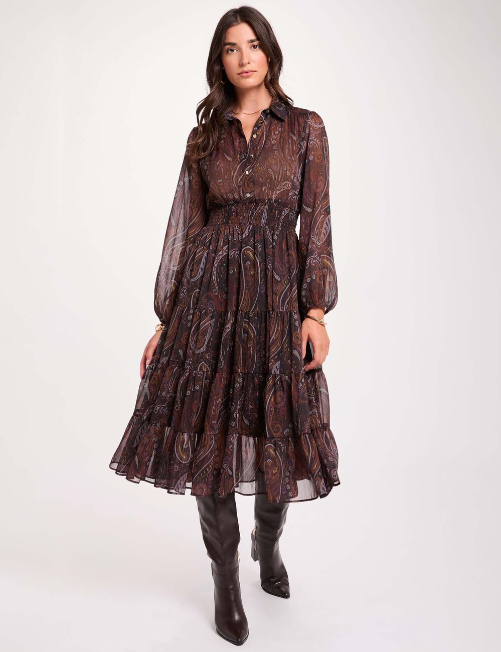 Robe longue voile multicolore femme