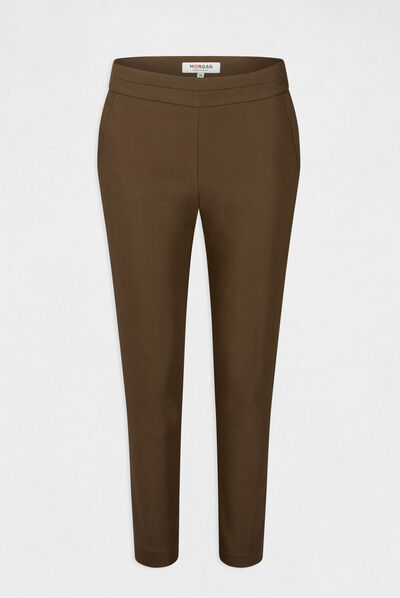 Pantalon cigarette 7/8ème vert kaki femme