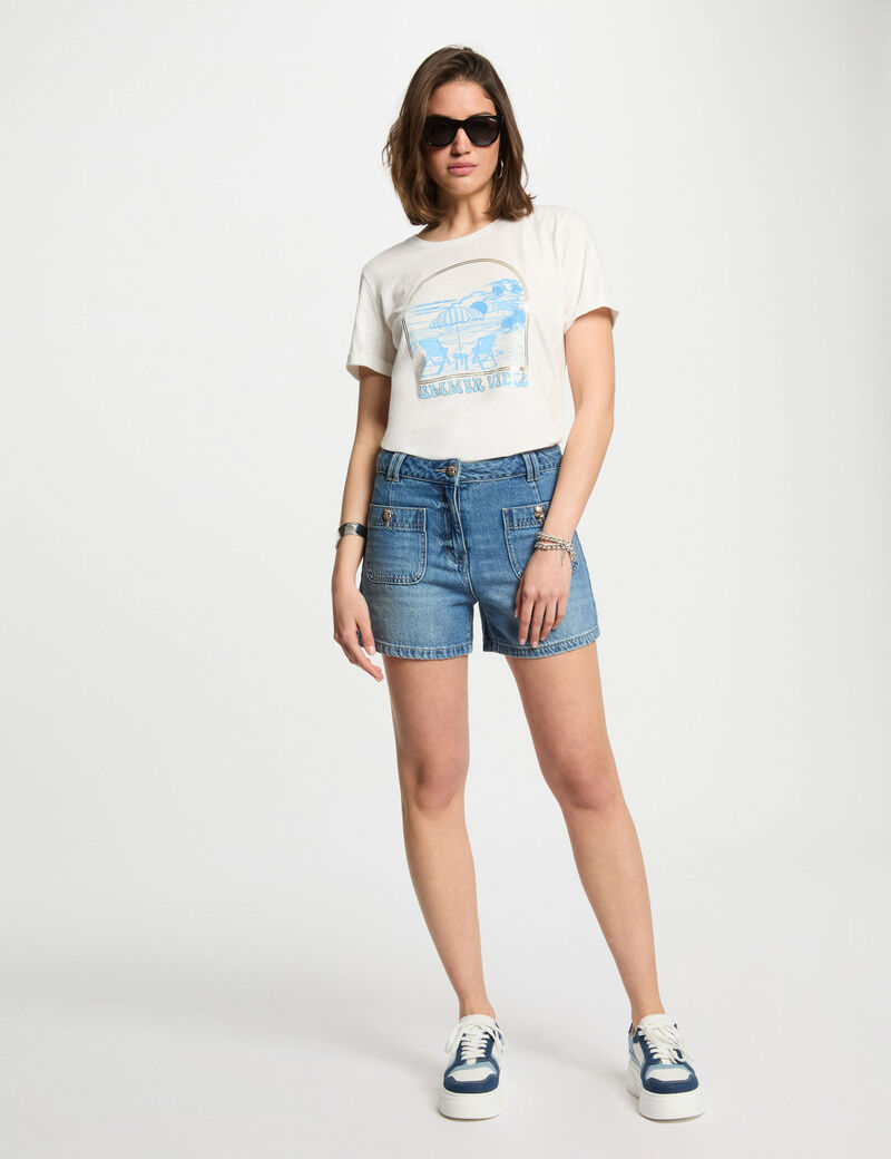 T-shirt à inscription blanc femme