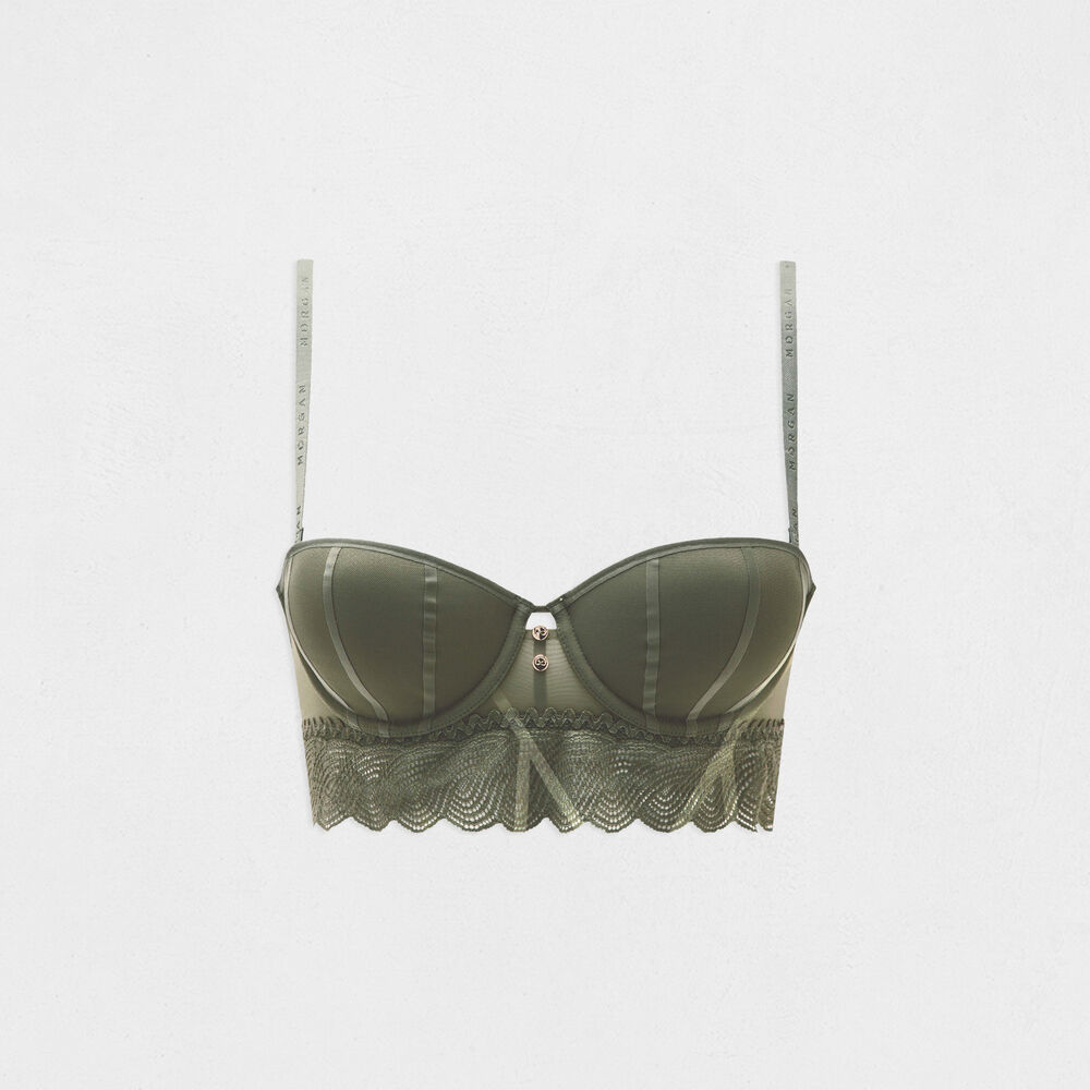 Soutien-gorge bandeau vert kaki femme