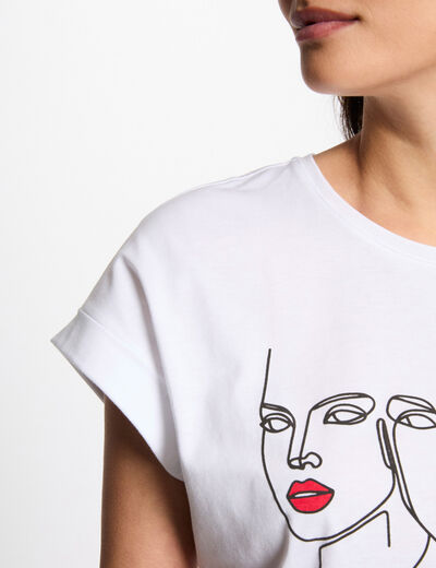 T-shirt à inscription blanc femme