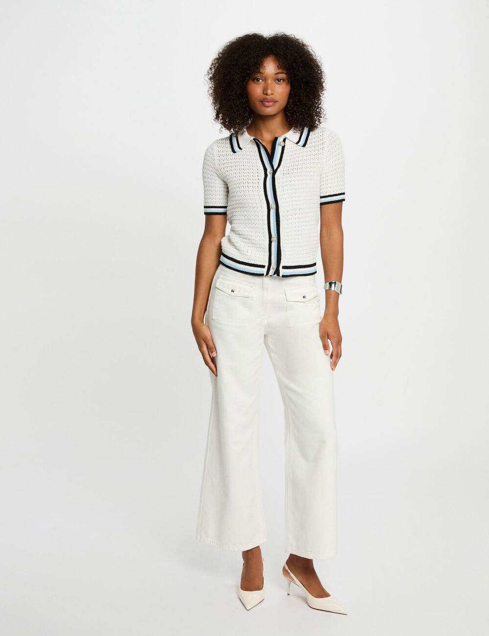 Gilet manches courtes blanc femme