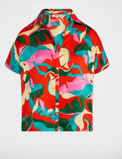 Chemise manches courtes multicolore femme