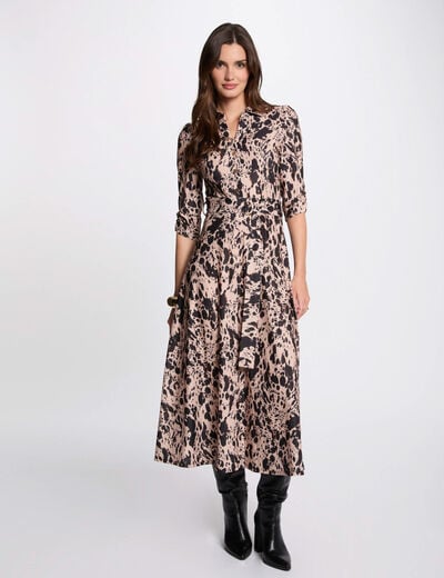 Robe midi droite imprim&eacute;e multicolore femme
