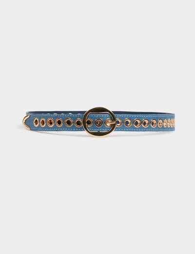 Ceinture en jean et oeillets denim stone femme
