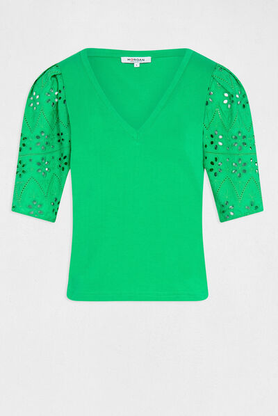 T-shirt à manches courtes vert femme