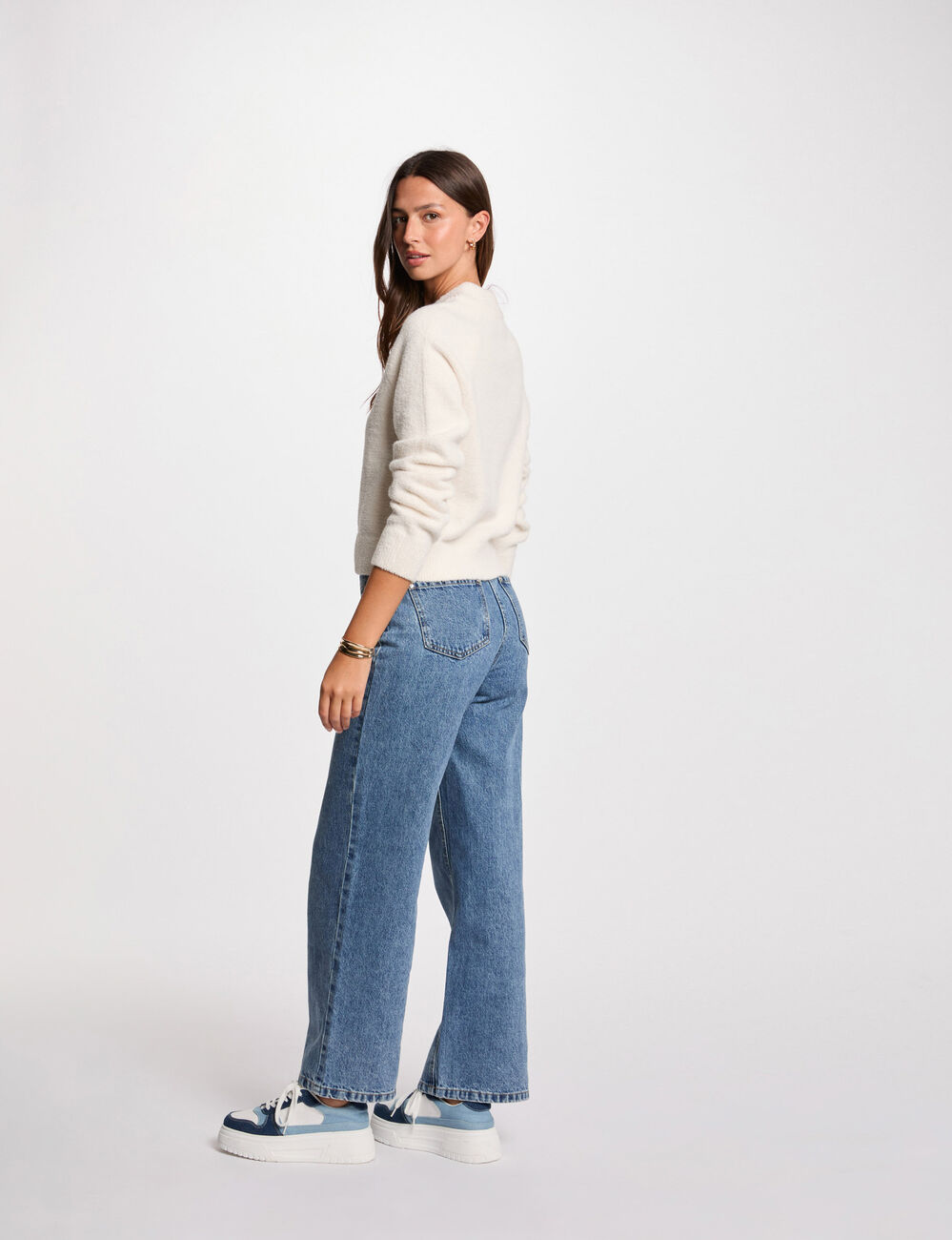 Gilet manches longues ivoire femme