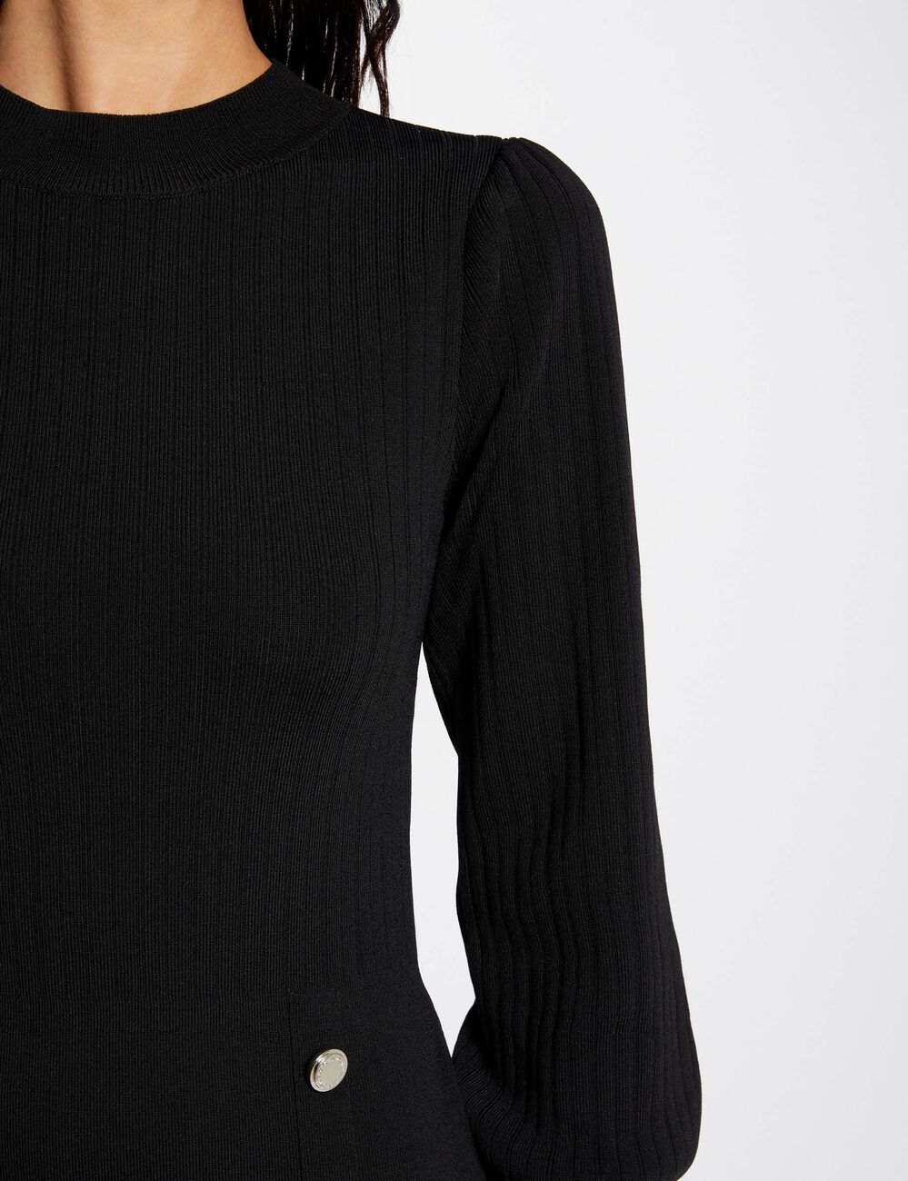 Robe pull ajustée avec boutons noir femme