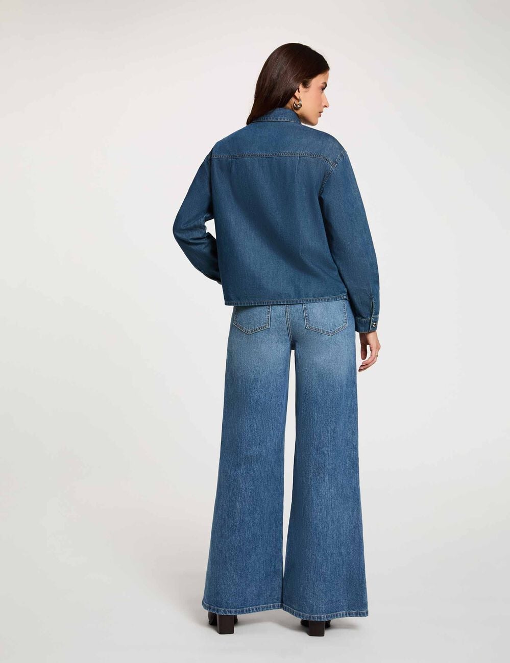 Jean large taille haute denim stone femme