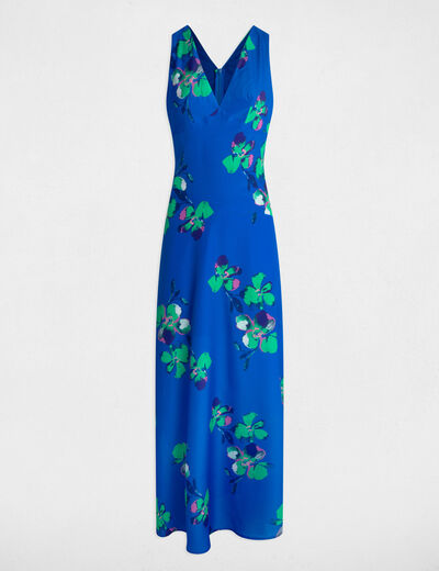 Robe longue droite imprimée multicolore femme