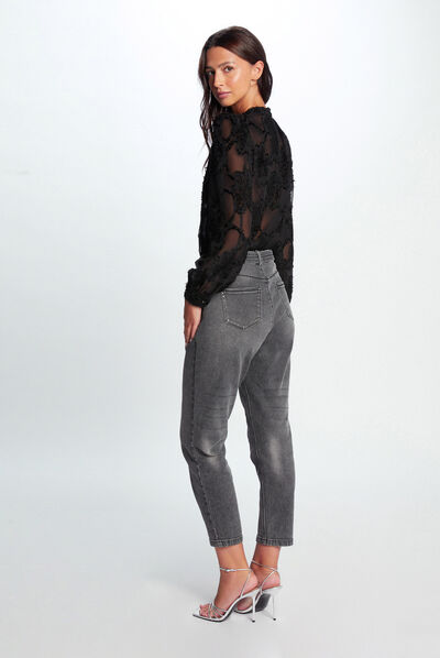 Chemise manches longues noir femme