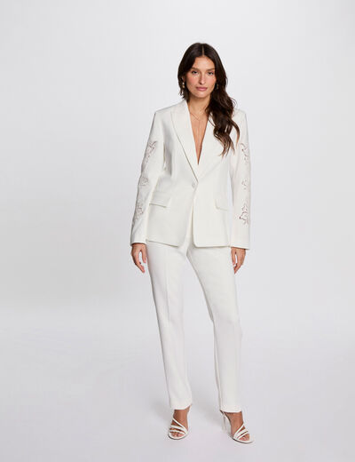 Blazer manches dentelle blanc femme