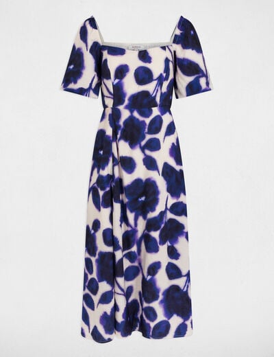 Robe longue droite imprimée multicolore femme