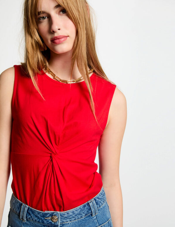T-shirt sans manches rouge femme