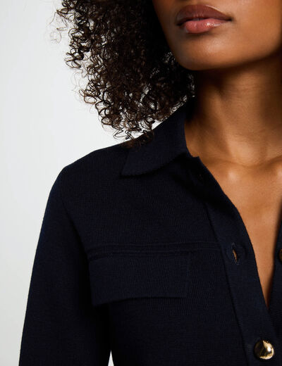 Gilet manches longues bleu marine femme