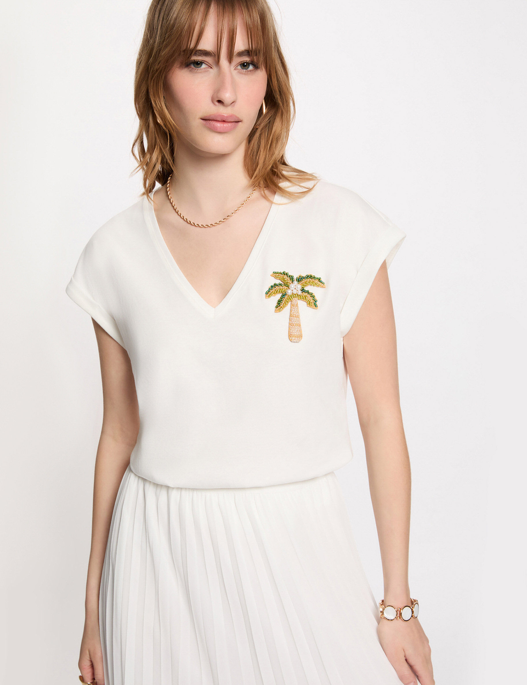 T shirt col v manches courtes femme