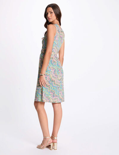 Robe trapèze imprimée multicolore femme