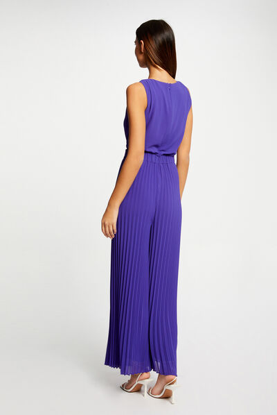 Combinaison ample à jambes plissées violet fonce femme