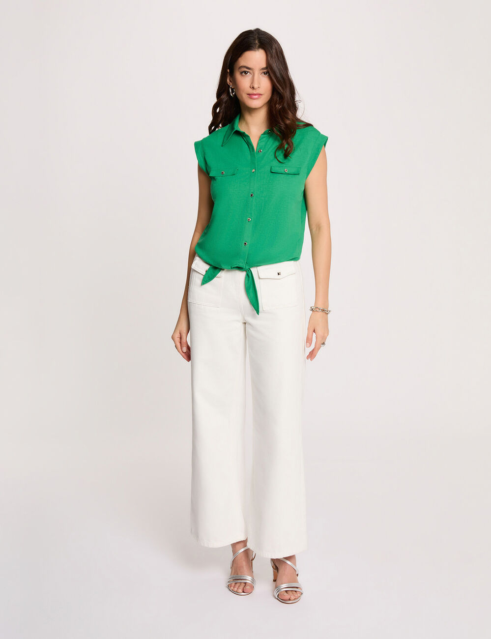 Blouse sans manches vert prairie femme