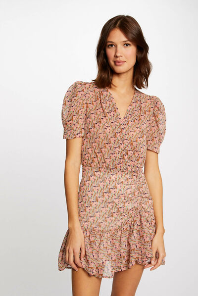 Robe ajustée imprimé végétal multico femme