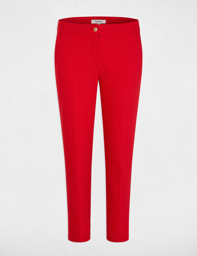 Pantalon city droit 7/8&egrave;me rouge femme