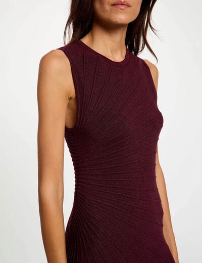 Robe tricot sans manches prune femme