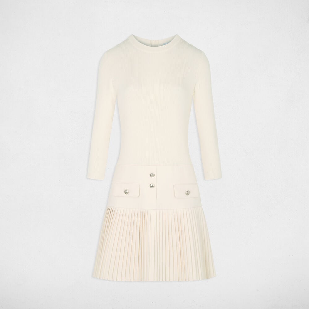 Robe pliss&eacute;e 2-en-1 ivoire femme