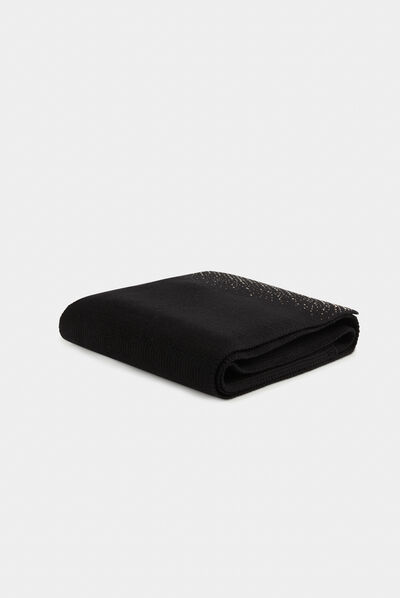 Écharpe tricotée avec strass noir femme