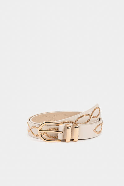 Ceinture avec clous ivoire femme